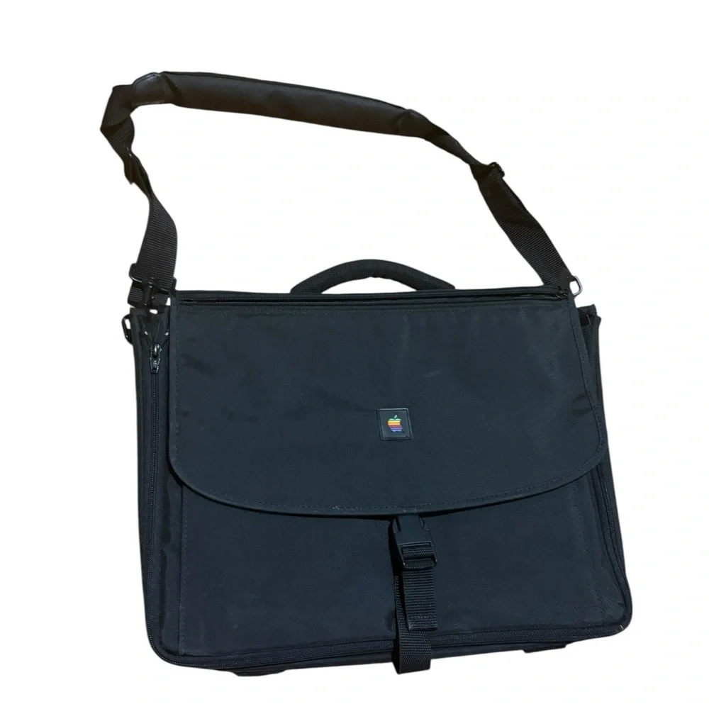 Vintage Macintosh Apple Shoulder Bag 90s Black Messenger Laptop Rainbow Mac